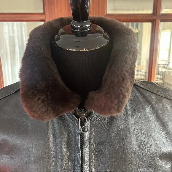 Vintage LL Bean G-1 Goatskin Leather Bomber Flight Jacket 42 Wool Quilt Lined - Picture 6 of 16